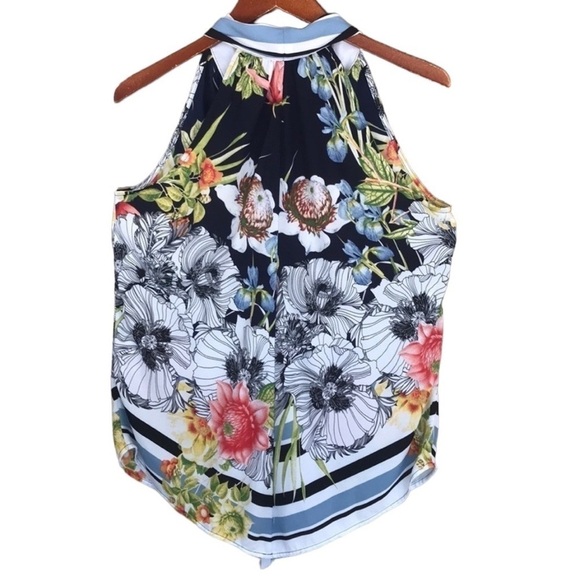7th Avenue‎ Design Studio New York & Co Sleeveless Floral Stripe Print Top - Picture 3 of 7
